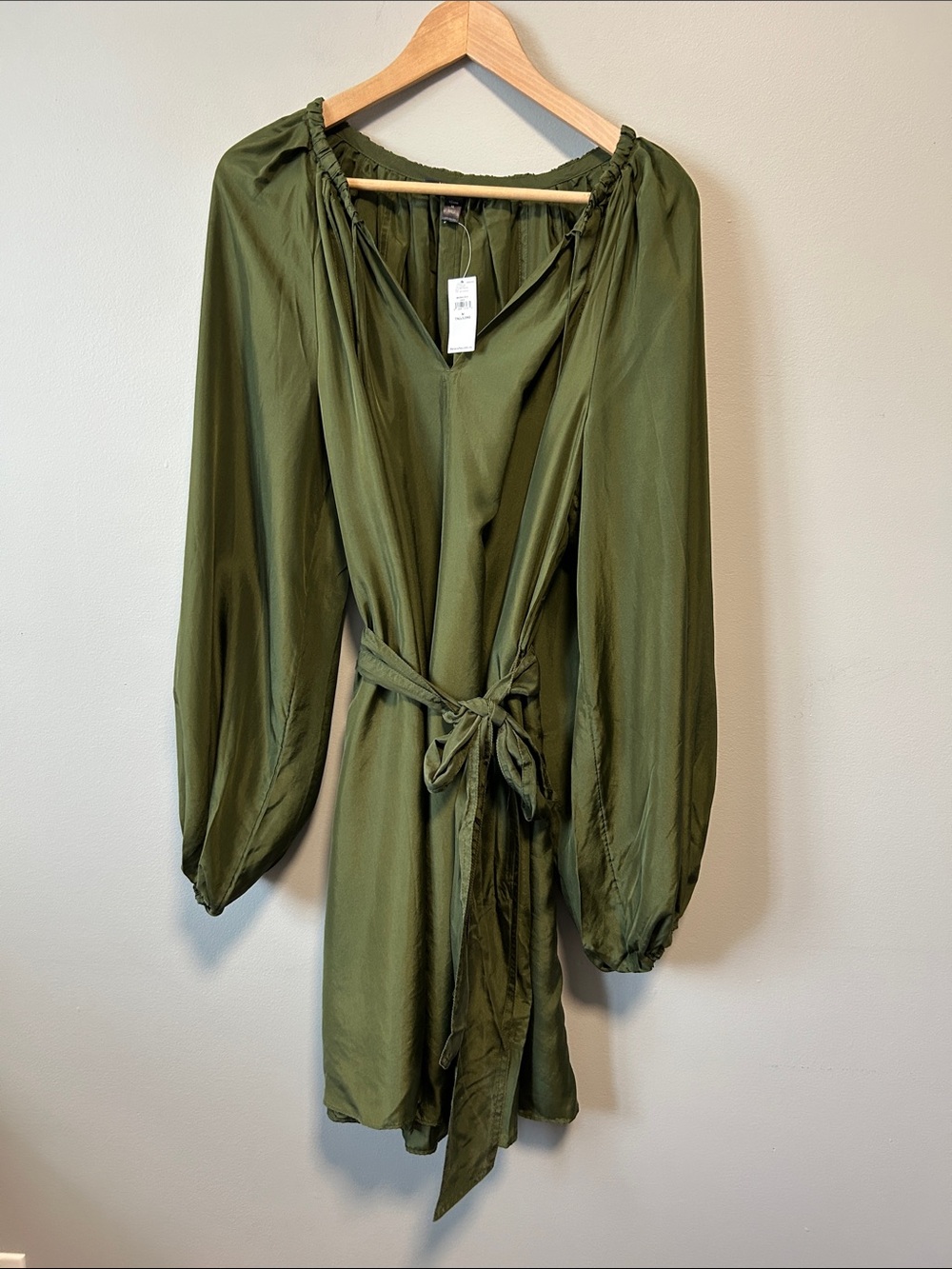 Banana Republic Olive Green Silk Dress NWT - Picture 4 of 13